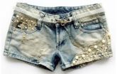 Short jeans com cinto